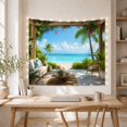 thumbnail image 5 of Tropical Beach Patio with Bougainvillea and Palm Trees, Serene Coastal for Beach Lovers, Scenic Paradise Wall Art, Housewarming Gift, Tapestry Wall Hanging for Living Room and Bedroom, 5 of 7
