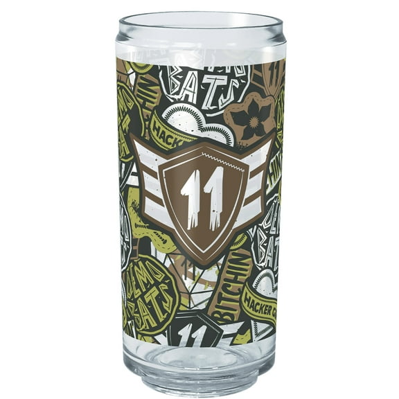 Netflix Stranger Things Eleven Camo Badge Tritan Can Shaped Cup Clear 16 oz.