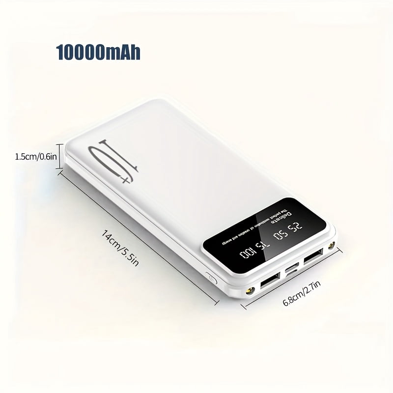 Large capacity 10000mAh/20000mAh power bank, support Micro/Type-C interface, dual input and dual output digital display power bank, dual LED lamp portable mobile power supply, safe and stable polymer