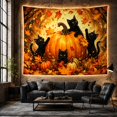 thumbnail image 6 of Pumpkin Cats Surrounded with Perched Very While Others, Playful Illustration for Cat Lovers, Animal Wall Decor, Halloween Gift, Tapestry Wall Hanging for Bedroom and Dorm, 6 of 7