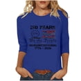 thumbnail image 6 of Lazyguy America 250th Anniversary Tees Women Graphic Printed Casual Blouses Crew Neck Three-Quarter Sleeves T-Shirts Shirts for Fourth of July Party S-4XL White, 6 of 9