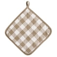 thumbnail image 2 of PowerSellerUSA Buffalo Kitchen Accessories, 2-Pack Pot Holder Plaid Set, Durable Heat Resistant Hot BBQ Pads for Pots Pans, Durable & Machine Washable Fabric, 8" x 8", Beige, 2 of 3