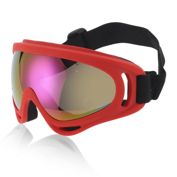 Unique Bargains 1 Pc Motorcycle Riding Goggles PC PU Outdoor Sports Sunglasses for Motocross Dirt Bike ATV Colorful Lens Red Frame