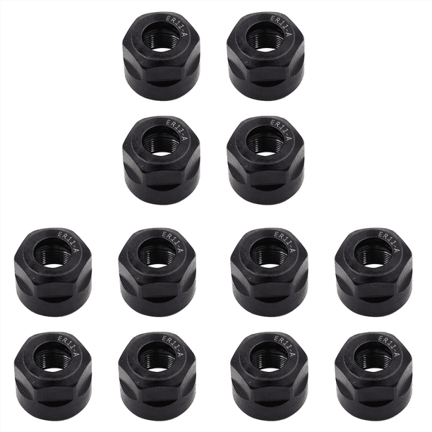 12 Piezas ER11-A Tipo M14 Tuercas Hexagonales de Sujeción de Pinza de Rosca, para Torno de Soporte de Mandril de Fresado CNC