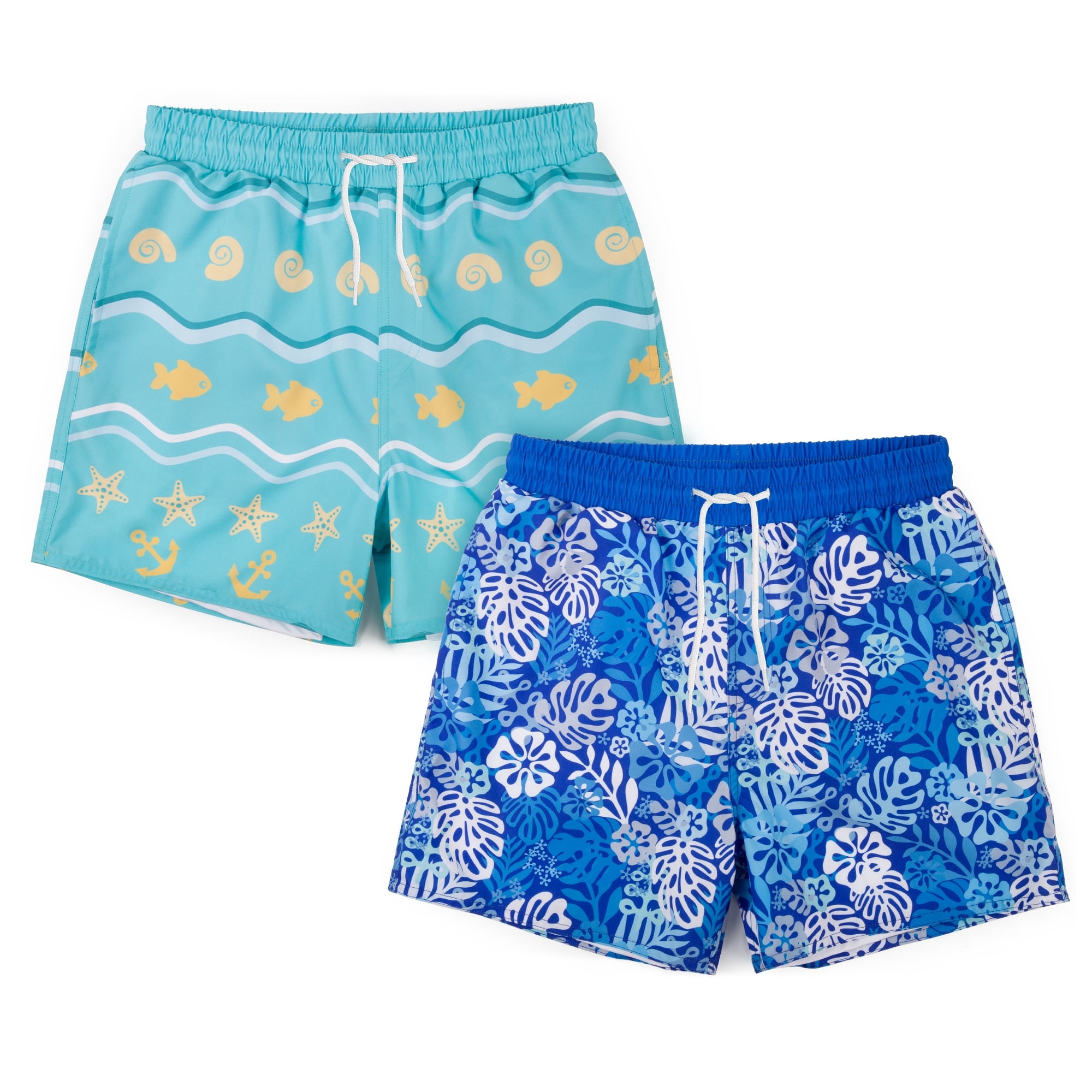 BIG ELEPHANT 2-Pack Boys Swim Trunks with Compression Liner, Quick Dry Swimming Shorts(6-13Y)