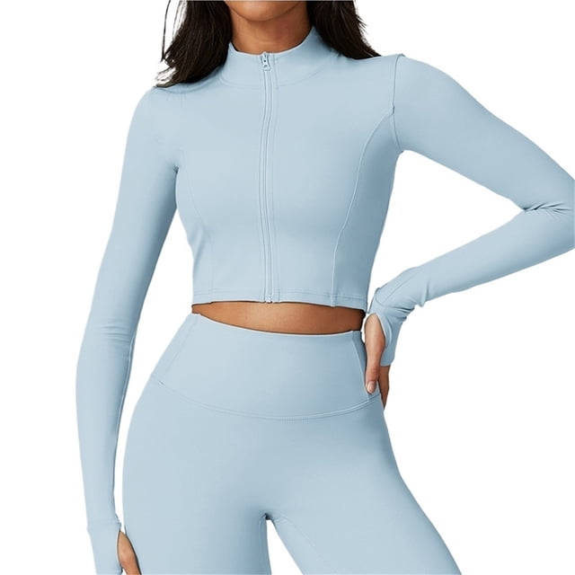 Chaqueta de Yoga for mujer, chaqueta de Yoga deportiva for correr al aire libre con cremallera, chaqueta de manga larga, ropa de Yoga de secado rápido for niñas