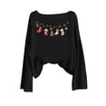 thumbnail image 6 of asdoklhq Christmas Sweaters for Women's Winter Christmas Printed Long Sleeved Round Neck Coarse Woven Stripe Long Sleeved Pullover Top Black XL, 6 of 7