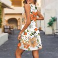 thumbnail image 4 of Ovzne Robes pour Femmes Robe pour Femme Mode Été Femme Poche Imprimé Sans Manches Robe Col en V Robe d'Été Imprimée Liquidation, 4 of 6