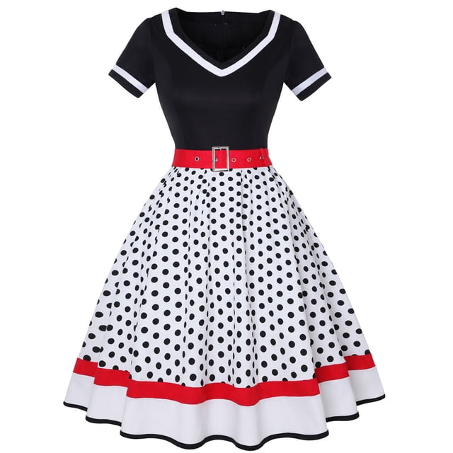 Costumes d'Halloween Grande Taille pour Femmes Robe de Thé Vintage pour Femmes Robes Formelles des Années 1950 pour Femmes Manches Courtes Col Rond Robes Robe de Soirée Robe Cocktail