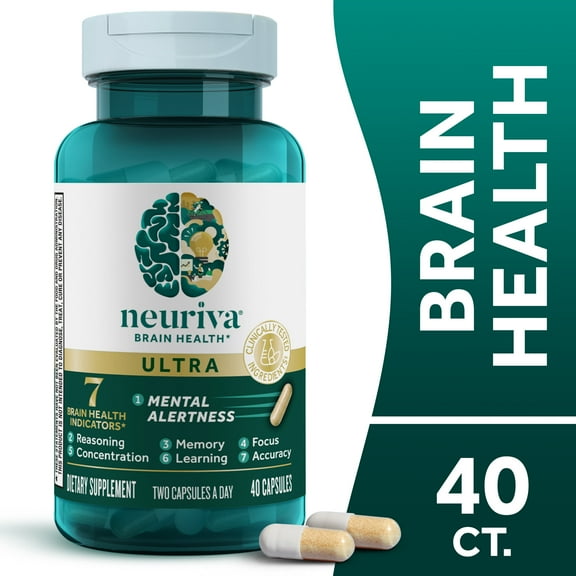 Neuriva Ultra Brain Health Supplement, Vitamins B12 & B6, Support for memory and focus, 40 Capsules