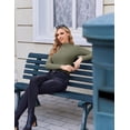 thumbnail image 3 of Ekouaer Women's Mock Turtleneck Long Sleeve Shirts Fall Ribbed Tops Fleece Basic Layering Soft Thermal Undershirts Tee, 3 of 6