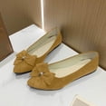 thumbnail image 2 of Womens Pointed Toe Suede Ballet Flats Bow-Knot Slip-Ons Dressy Casual Comfortable Wear to Work Loafers Yellow 9.5(43), 2 of 7