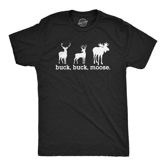 Mens Buck Moose T Shirt Funny Deer Hunting Elk Hunter Joke Tee for Guys (Heather Black - MOOSE) - L