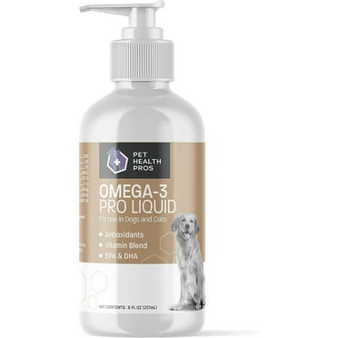Pet Health Pros Omega 3 Pro Liquid Fish Oil Supplement for Dogs and Cats; Skin and Coat Health; Hair Growth; Essential Fatty Acids; 8oz Bottle; Clear
