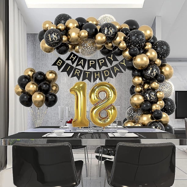 Kit Décoration Anniversaire 18 Ans Rose Or – Ballons Imprimés, Bannières, Ballons Aluminium Numéro 18, Couronne, Coffret Complet Pour Fête De Fille