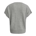 thumbnail image 4 of Short Sleeve Sweater for Women Flower Embroidered Knit Pullovers Tops Color Grey Size S, 4 of 5