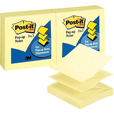 - Post-It Super Sticky Pop-Up Notes 12 Pack, Canary Yellow, 3in x 3in