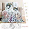 thumbnail image 5 of Coastal Turtle Blanket Soft Cozy Warm Throw Blanket for Couch, Plush Fuzzy Flannel Fleece Blankets for Sofa, Ocean Starfish Coral Nautical Octopus Bed Blankets Lightweight Gifts for Women, 30"x40", 5 of 9