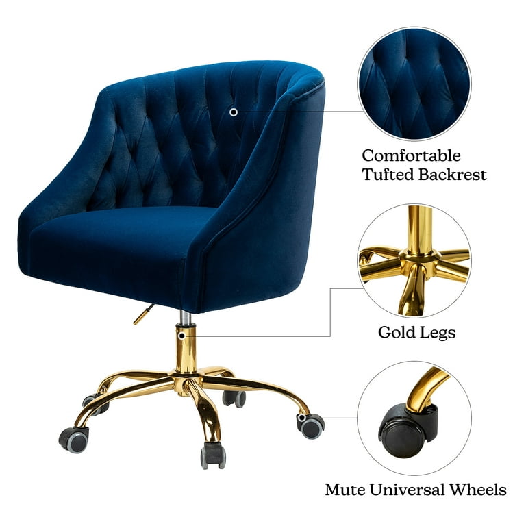 Paducah Swivel Adjustable Golden Legs Faux Leather Desk Chair