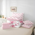 thumbnail image 4 of Erosebridal Pink Bowknot Bedding Sets Twin Size,Geometric Plaid Comforter Sets with Sheets,Dreamy Princess Bed in a Bag Twin size,Ultra Soft Kawaii Bedroom Decorative,Reversible,7-Piece, 4 of 6