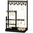 thumbnail image 1 of XINQIHANG MetWoods Jewelry Organizer Stand, 4 Tier Earring Organizer Holder Jewelry Display Stand Tower Rack with Metal Storage Tray & 10 Hooks for Storage Necklaces, Bracelets, Rings, Watches (Black), 1 of 7