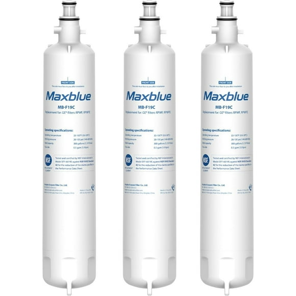 Maxblue MB-F19C-D (with CHIP) NSF 401 Certified Refrigerator Water Filter, Replacement for GE RPWFE, RPWF, WSG-4, WF277, GFE28GMKES, PFE28KBLTS, GFD28GSLSS, PWE23KSKSS, GYE22HMKES, DFE28JSKSS,3 Pack