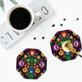 thumbnail image 4 of Lsque Traditional Floral Polish Pattern 4" Drink Coasters Set of 4, PVC Leather Absorbent Coasters, Table Coaster Set Decorative Coffee Cup Coasters Housewarming Gift -Octagon, 4 of 6