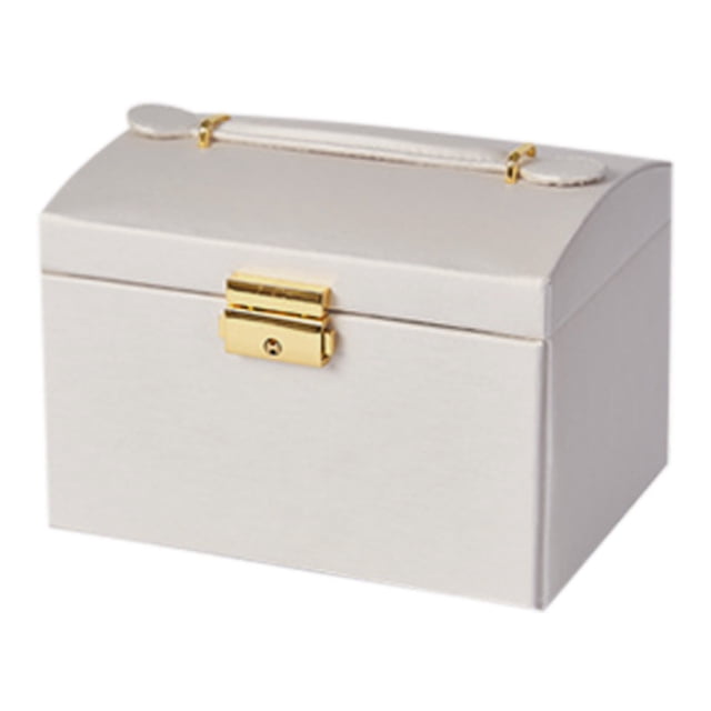 Jewelry Box with Lock and Key Jewelry Box with Lock and Mirror Jewelry Organizer Storage Case with 3-Layers Display for Earrings Bracelets Rings Watches Jewelry Box Necklace Organizer