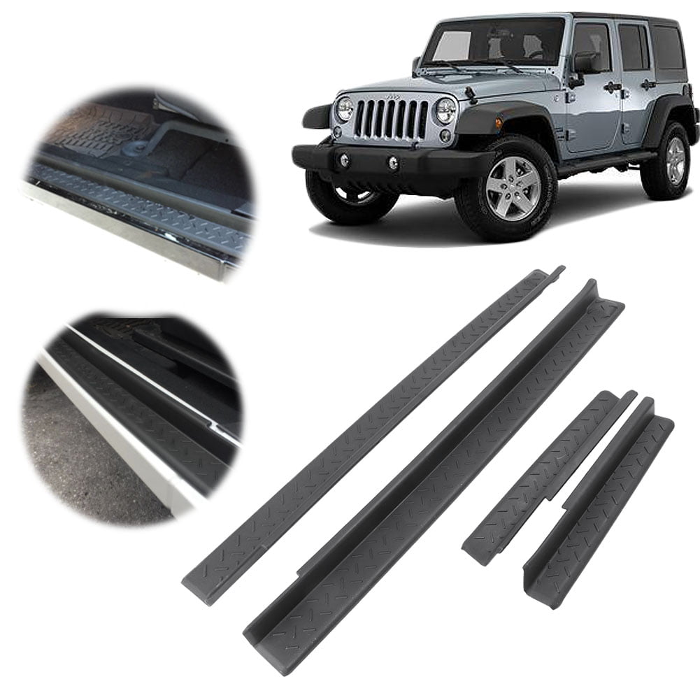 GZYF Front Rear Entry Guards Door Entry Sill Scuff Plate for 2007-2017 Jeep  Wrangler JK, 4 Doors 
