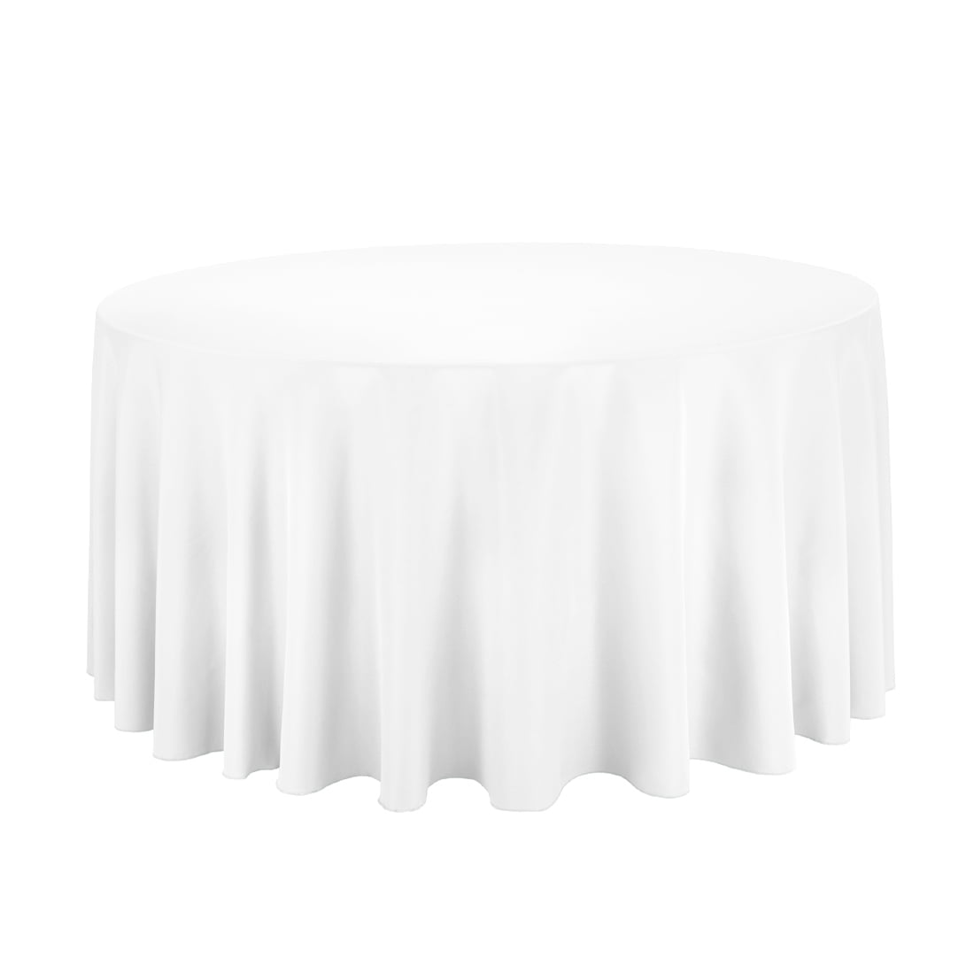 120 In Round Economy Polyester Tablecloth White Com