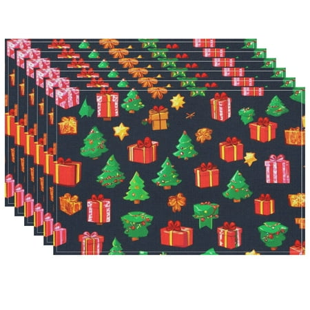 Merry Christmas Placemats Fade-Resistant Presents Cute Cartoon Entryway Doormat Durable Non-Slip Washable Indoor Doormats for Kitchen Office Cafe (17.7" X 13")