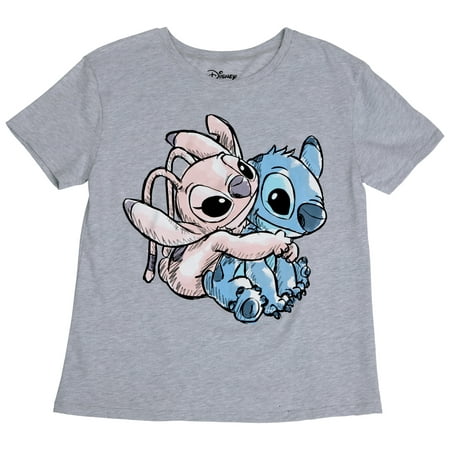 Disney Lilo and Stitch Angel Hugging Stitch T-Shirt-Medium