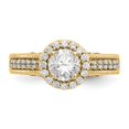 thumbnail image 4 of Solid 14k Yellow Gold Round Diamond Side-Stones with CZ Cubic Zirconia Center Stone Halo Engagement Ring Size 8.5, 4 of 8