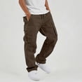 thumbnail image 3 of WAVSUF Boys Straight Cargo Pants Skinny Fit with Pockets Elastic Waist Fall Working Casual Pants Brown 7-8, 3 of 9