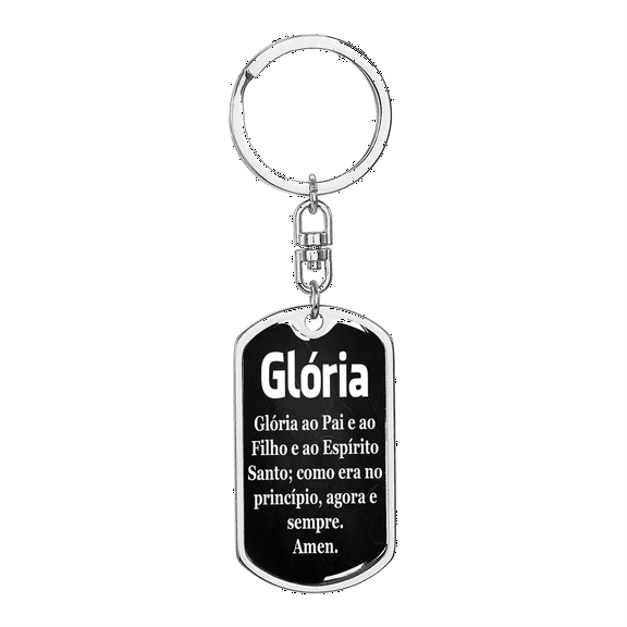 Catholic Glory Be Portuguese Swivel Keychain Dog Tag Stainless Steel or 18k Gold