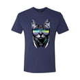 thumbnail image 2 of DJ Kitty Cat with Headphones | Mens Cat Lover Premium Tri Blend T-Shirt, Vintage Navy, 2XL, 2 of 3