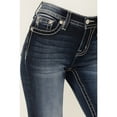 thumbnail image 4 of Miss Me Women's Dark Wash Mid Rise Floral Longhorn Pocket Bootcut Stretch - M9241B 29W x 34L, 4 of 4