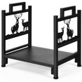 thumbnail image 1 of Patiojoy 18" Steel Log Storage Stacking Holder Firewood Rack with Elk Pattern, 1 of 6