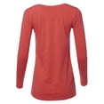 thumbnail image 3 of A2Y Women's Basic Solid Soft Cotton Long Sleeve V-neck Top T-shirt Rose L, 3 of 3