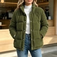 thumbnail image 5 of Qiggri Corduroy Puffer Jacket for Women Stand Collar Solid Color Winter Coat with Pockets Buttons Lined Inner for Casual Outdoor Daily Wear M, 5 of 7