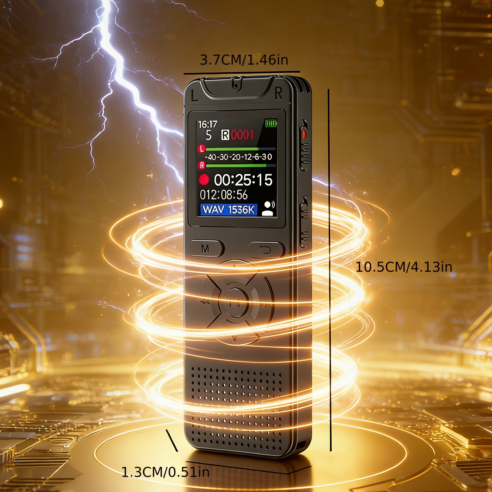 32GB Digital Voice Recorder with Voice Activation, One-Click Record, Simultaneous Playback & Recording, 512Kbps Noise Reduction, MP3 Player, Timer, Password Lock, USB Function