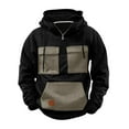 thumbnail image 1 of pstuiky camisas de manga larga para hombre, Sudadera con capucha y cremallera para hombre, estilo patchwork, para entrenamiento, deportes al aire libre, con múltiples bolsillos, chaquetas de invierno, 1 of 4
