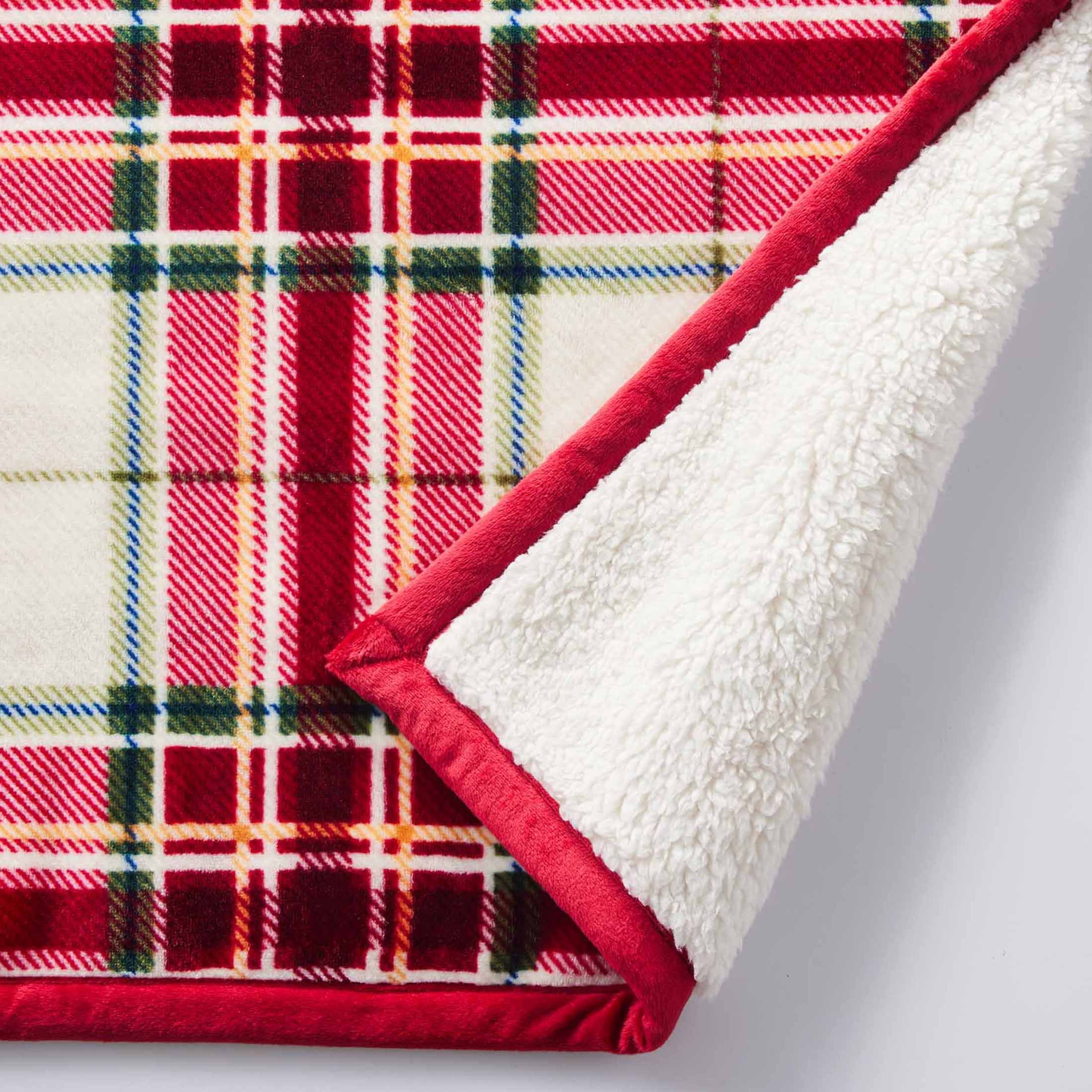 Better Homes & Gardens  Printed Reverse Faux  Shearling Adult Throw, 50” x 60”,  Red Walden Plaid