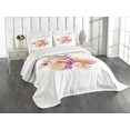 thumbnail image 3 of Ambesonne Pastel Quilted Bedspread Set 3 Pcs, Watercolor Rose Bouquet, Queen Size, Multicolor, 3 of 5