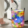 thumbnail image 7 of DouZhe Waterproof Collapsible Large Laundry Baskets, Geometries Squares Cubes Prints Circular Hamper with Handles, 7 of 7