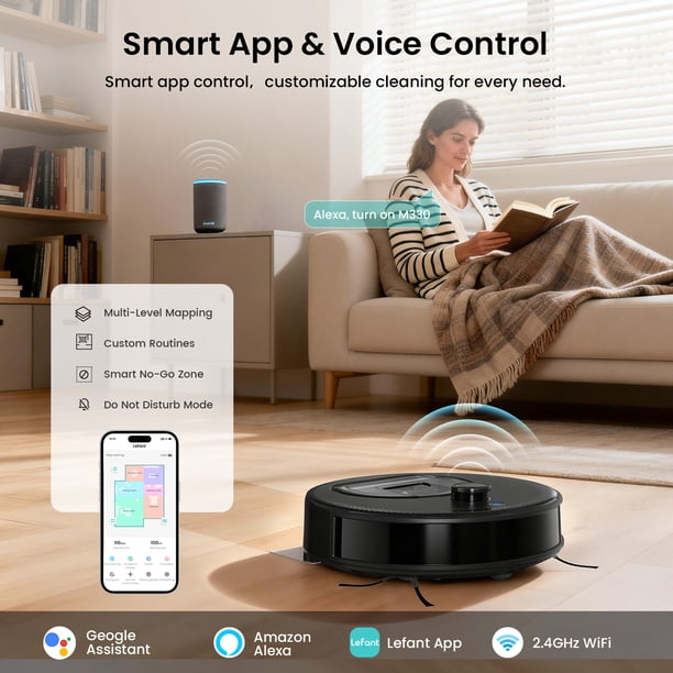 Lefant M330 LiDAR Navigation Robot Vacuum and Mop, 450ml Visible