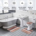 thumbnail image 5 of Red Nordic Style Stripes Bath Mat 3 Piece Bathroom Rug Set, Red Grey Texture Non Slip Bath Rug Contour Mat and Toilet Lid Cover, Absorbent Shower Mats Soft Bath Rugs and Mats Sets, 5 of 8