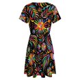 thumbnail image 5 of Mexican Black Pattern Dress Fashion Beach Short Sleeve Dresses Female Party Printed Sundress, 5 of 7