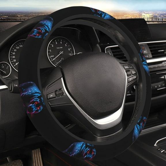 Yiaed Futuristic Purple Panther Steering Wheel Cover,Universal 15 Inch Anti Slip Steering Wheel Protector Car Accessories Interior for Auto Truck SUV