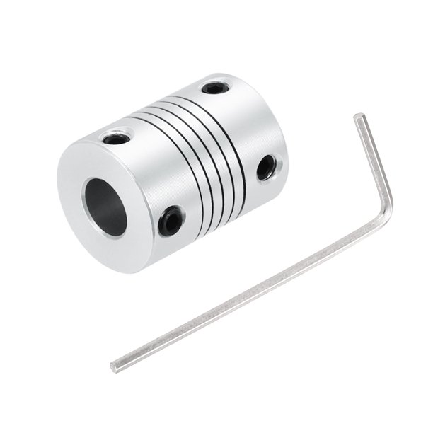 1Pcs Acoplamiento de eje de aleación de aluminio de 3mm a 8mm L25xD19 Conector de motor paso a paso flexible Plata
